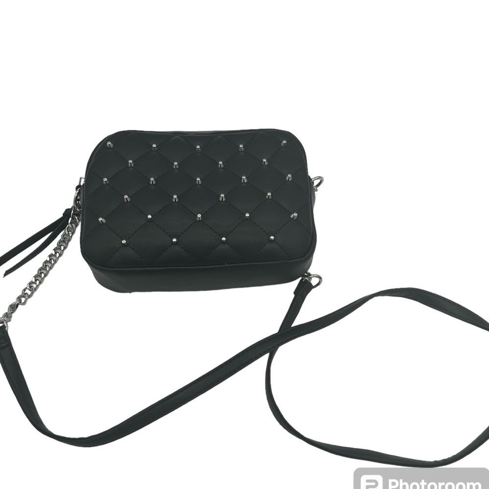 Rebecca Minkoff Diamond Quilt Studded Top-Zip Crossbody Bag Black NWT